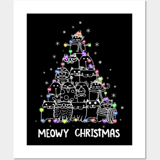 Meowy cat Christmas tree Posters and Art